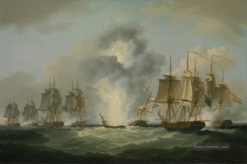 Kriegsschiff Seeschlacht Werke - Vier Fregatten Erfassung spanischen Schatzschiffe 1804 von Francis Sartorius Seeschlachten